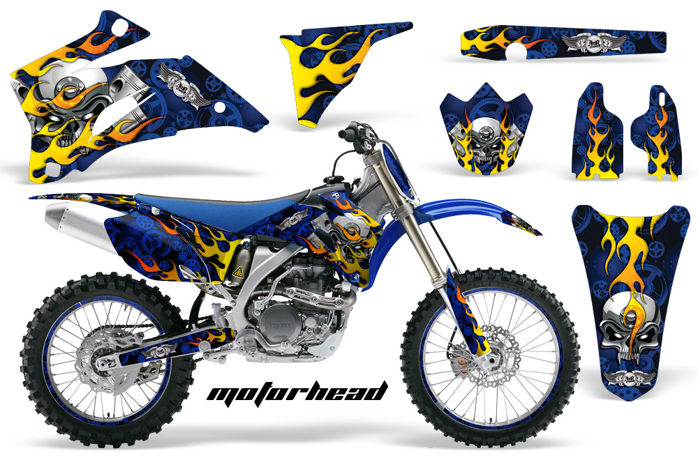 Yamaha YZ 250F 450F 02-09 Graphics Kit Motorhead Blue NPs